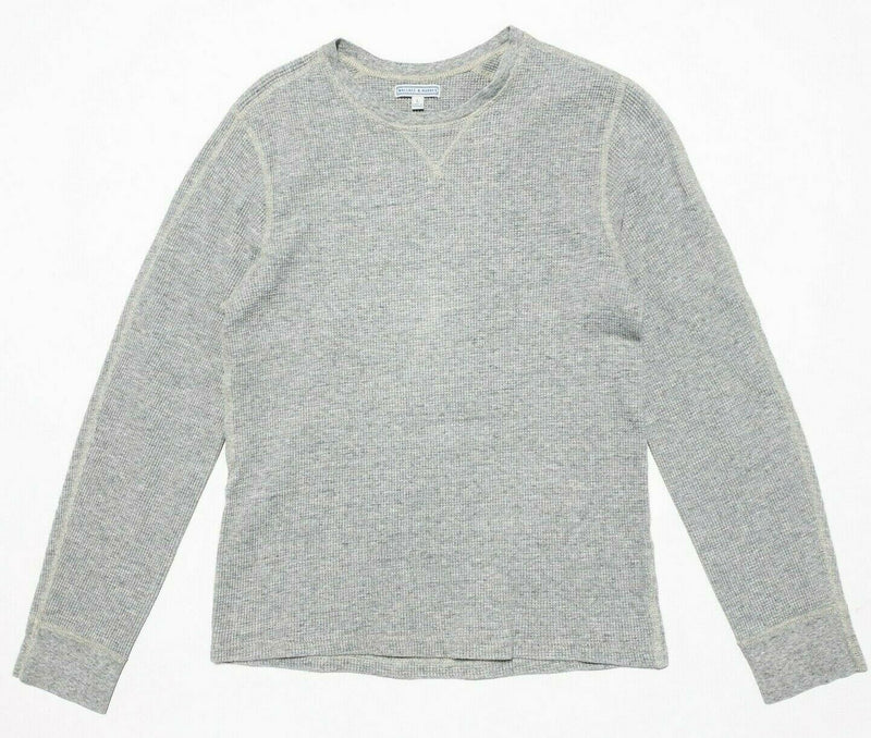 Wallace & Barnes Waffle-Knit Thermal Long Sleeve T-Shirt Gray Men Large (Fits S)