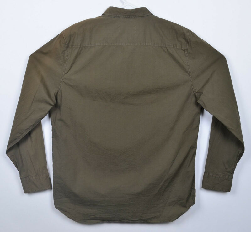 Buck Mason Men's XL Olive Green Long Sleeve Casual Button-Front Shirt