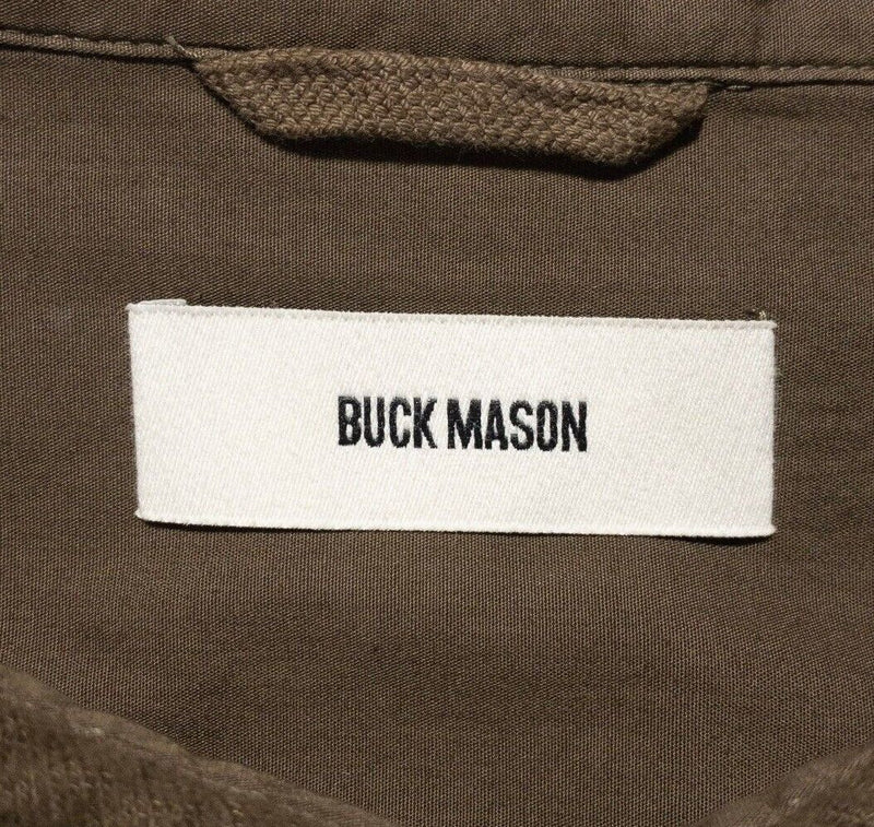 Buck Mason Flannel Shirt XL Men's Long Sleeve Solid Olive Green/Brown Button-Up