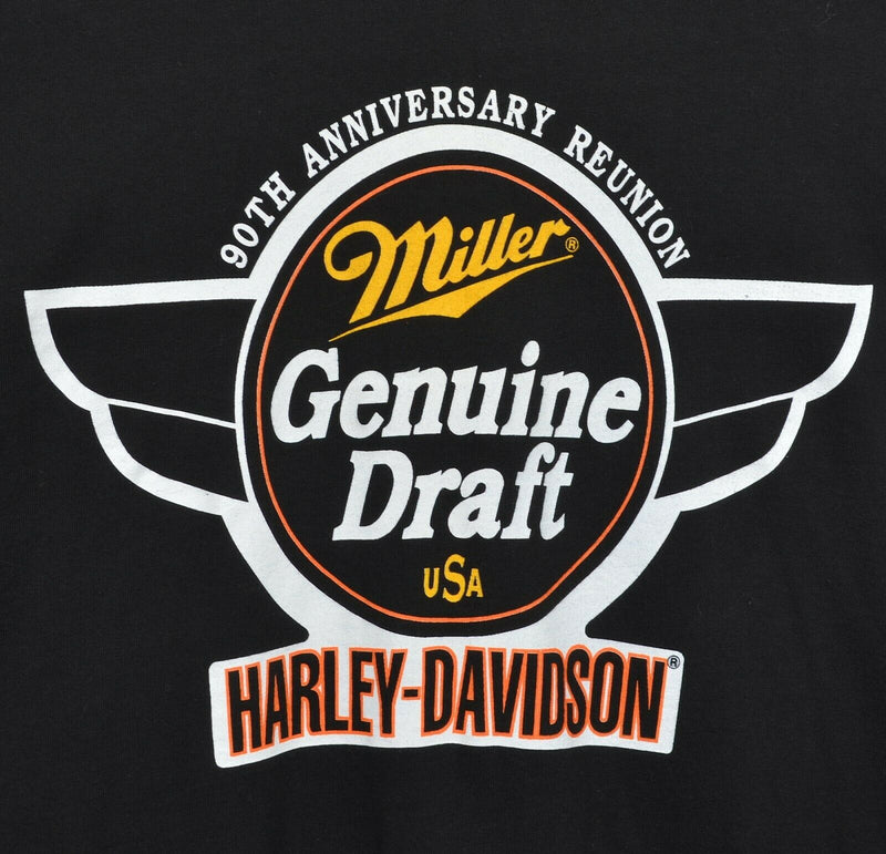 Vintage 93 Harley-Davidson Men's 2XL Miller Genuine Draft 90th Anniversary Shirt