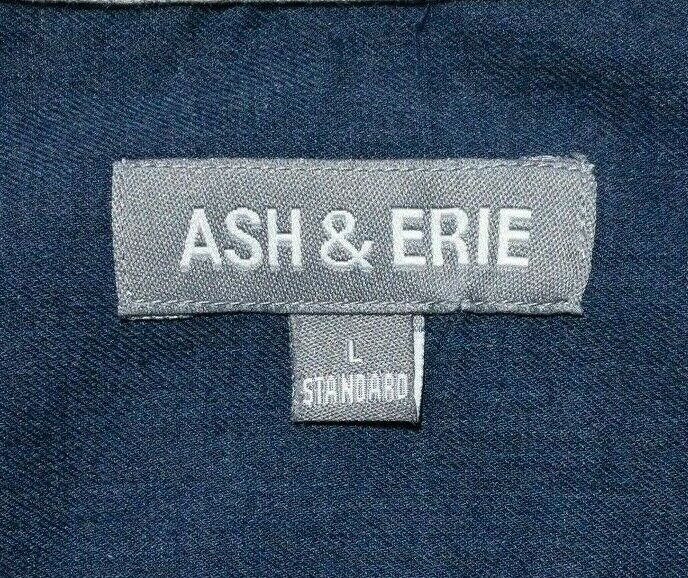 Ash & Erie Shirt Men's Large Standard Navy Blue Short Sleeve Button-Down
