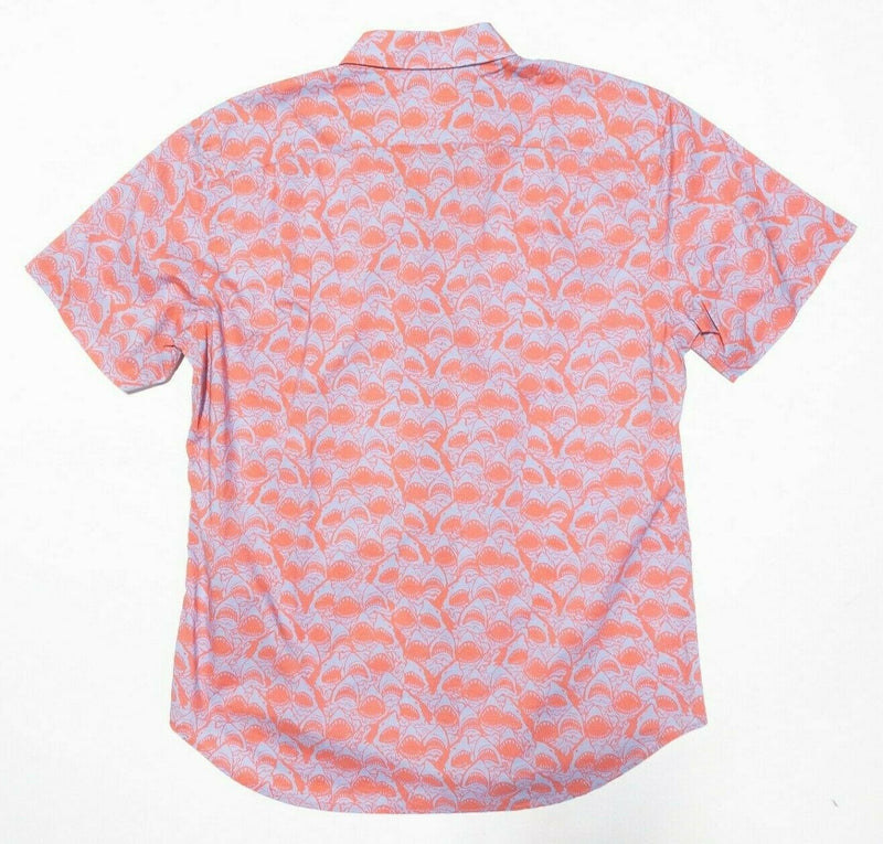 Bonobos Shark Shirt Large Slim Fit Men's Pink Blue Short Sleeve Button-Front