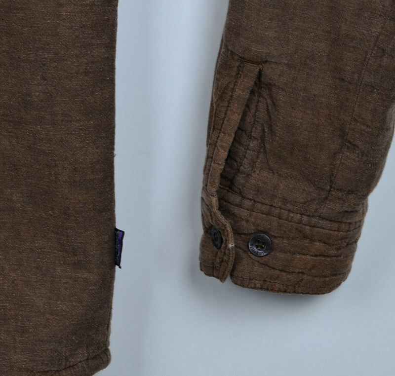 Patagonia Men's Small Hemp Blend Sherpa Lined Brown Cormac Shirt Jacket