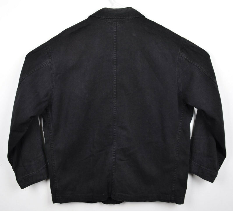 AG Adriano Goldschmied Men's Large Black Denim Multi-Pocket Work Chore Jacket