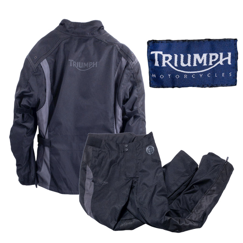 Triumph Motorcycle Jacket Pants Mens Large 2-Piece Set Black Padded Biker TriTex