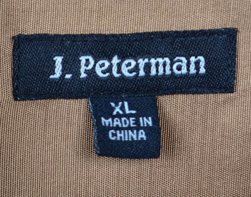 J. Peterman Men's XL Solid Gold 100% Silk Party Cocktails Button-Front Shirt
