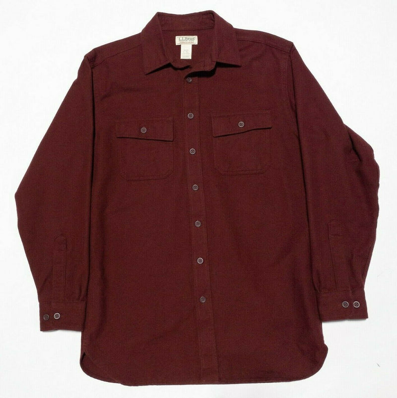 L.L. Bean Chamois Cloth Shirt Heavy Flannel Burgundy Red Men's Medium Tall