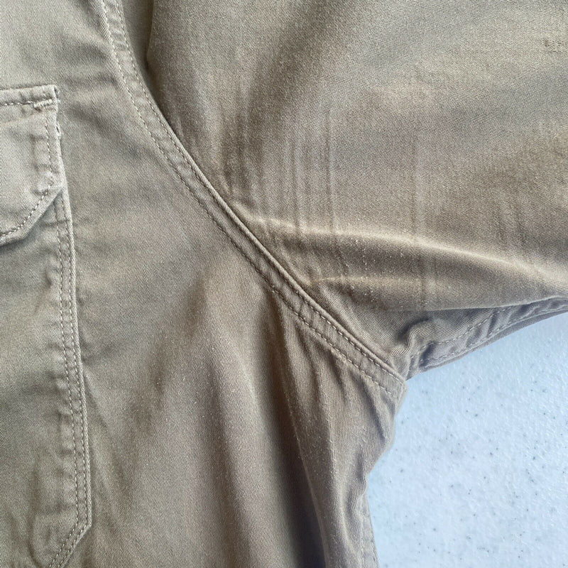 AllSaints Men's 2XL Olive Green/Brown Pyle Short Sleeve Button-Front Shirt