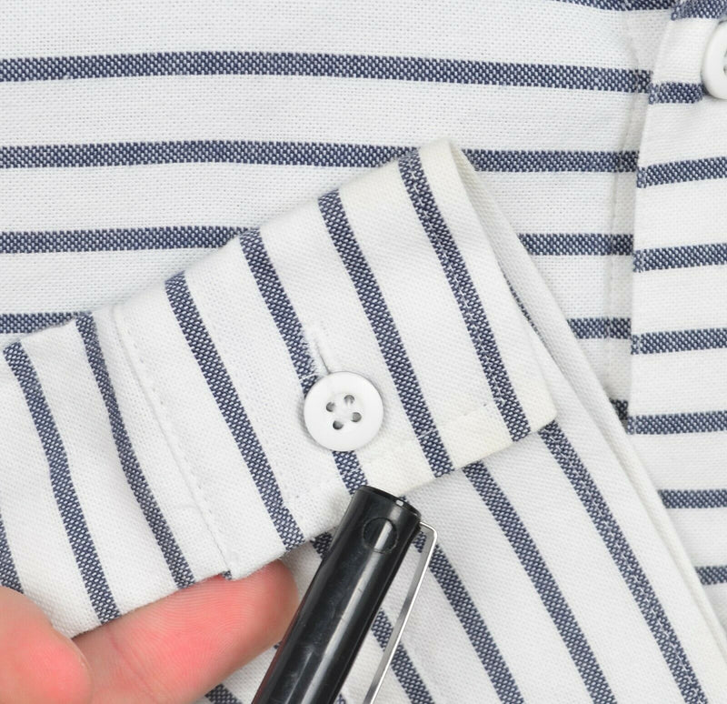 Lululemon Men's Large? White Striped Button-Down Stretch Athleisure Shirt