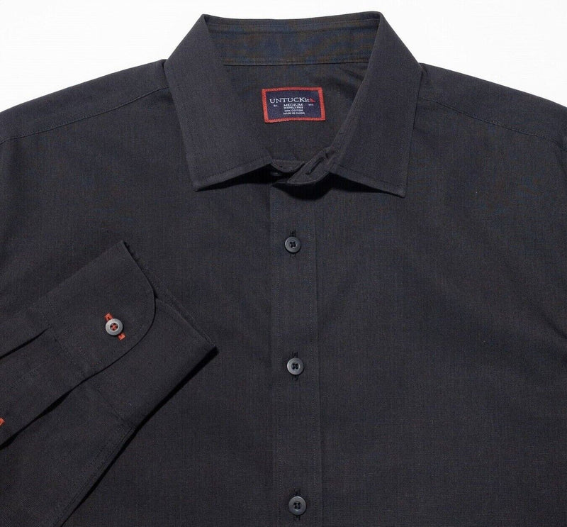 UNTUCKit Medium Men's Shirt Solid Black Wrinkle Free Long Sleeve Button-Front