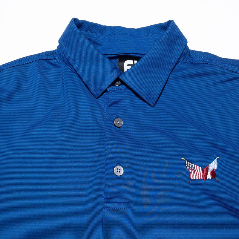 FootJoy Golf Polo Shirt Men's XL Blue Flag Logo Wicking Stretch Performance