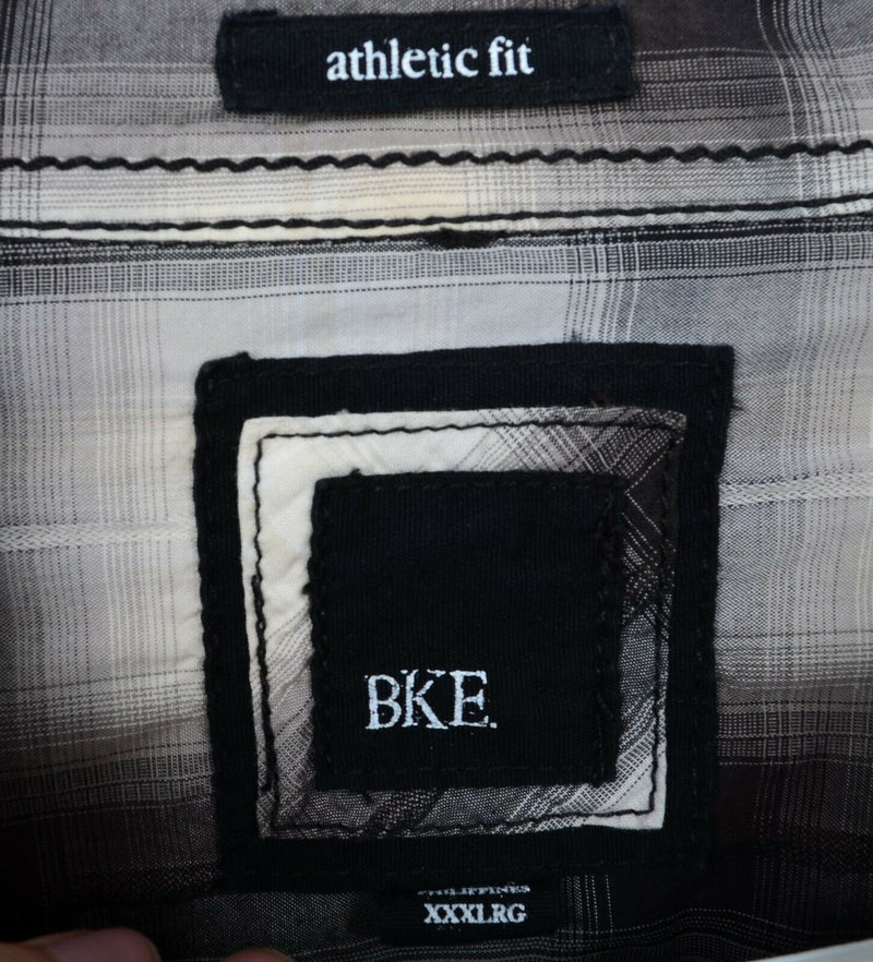 BKE Buckle Men's 3XL Athletic Fit Pearl Snap Black White Plaid Western Shirt