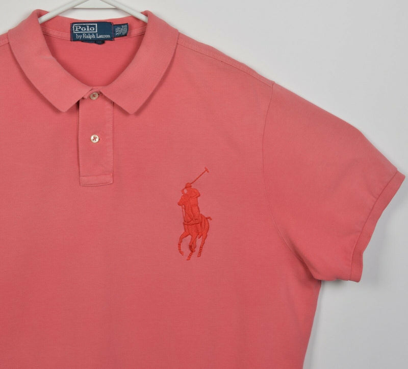 Polo Ralph Lauren Men's 2XL Custom Fit Big Pony Embroidered Pink Polo Shirt