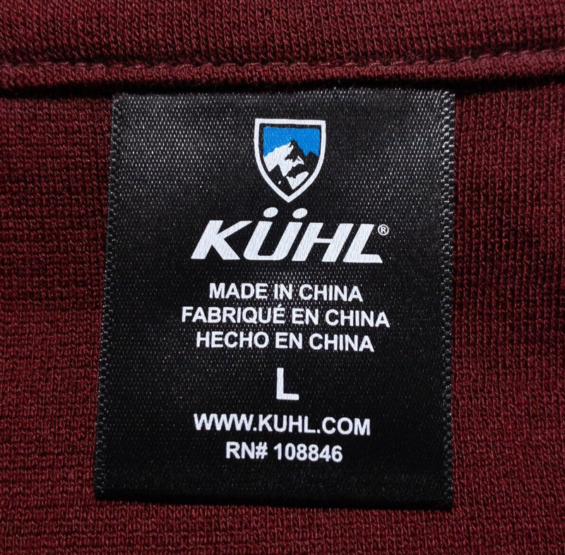 Kuhl Team 1/4 Zip Men's Large Pullover Sweater Maroon Red Gray Merino Wool Knit