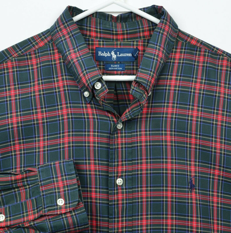 Polo Ralph Lauren Men's 2XL Red Green Tartan Plaid "Blake" Button-Down Shirt