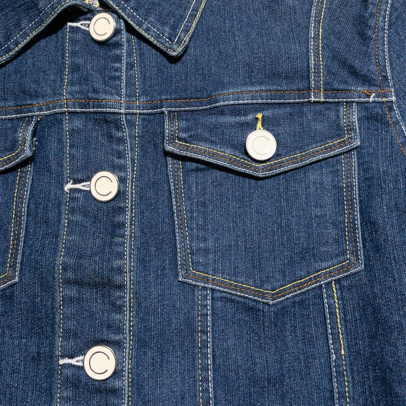 Coogi Denim Jean Jacket Women's XL Trucker Embroidered Button Up Collared Blue