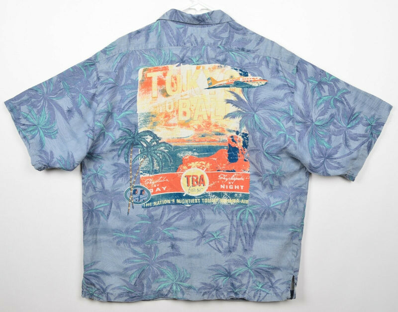 Tommy Bahama Men's XL 100% Silk Tokyo to Bali Travel Floral Hawaiian Aloha Shirt