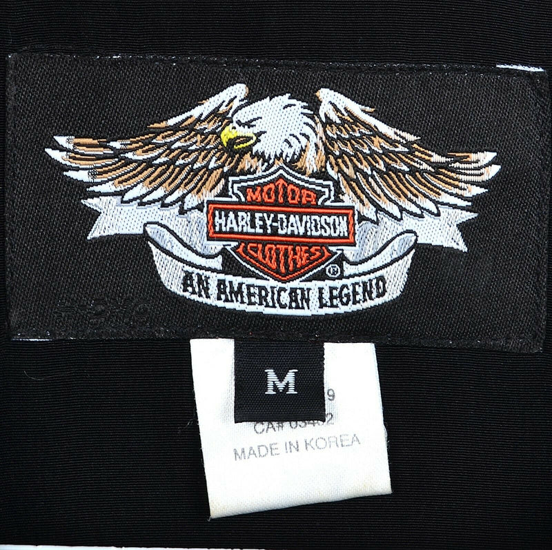 Harley-Davidson Men's Medium Eagle Flames Fire Hawaiian Polyester Camp Shirt