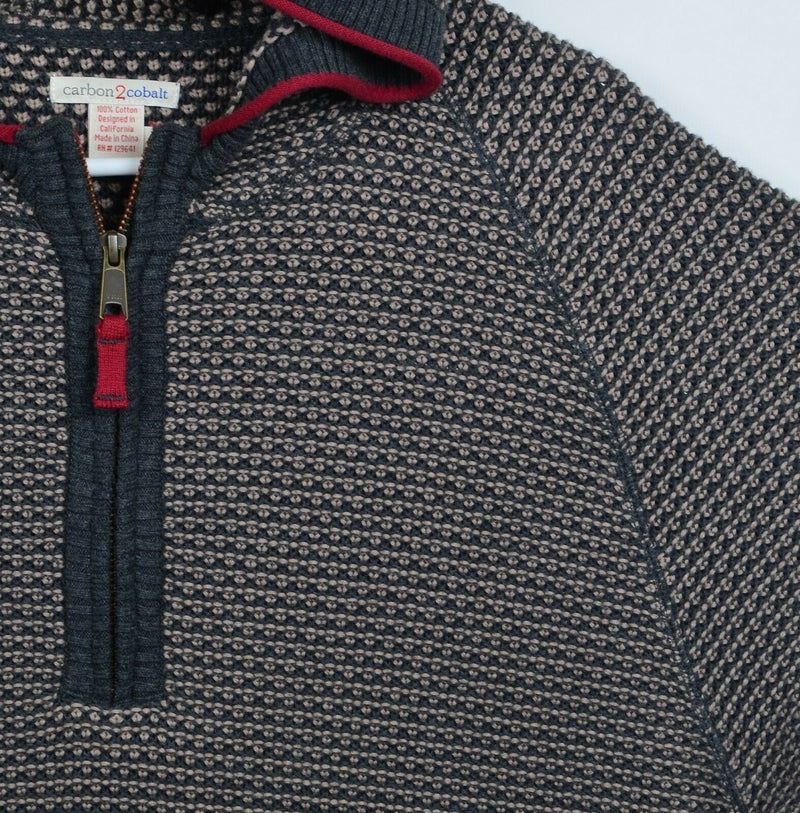 Carbon 2 Cobalt Men's Sz Large Textured Knit 1/4 Zip Pullover Hoodie Sweater