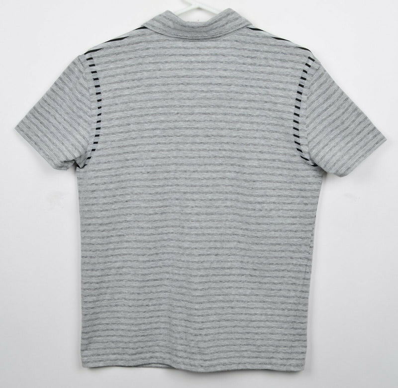 Armani Exchange Men's Sz Medium Gray Striped Cotton Polyester Blend Polo Shirt