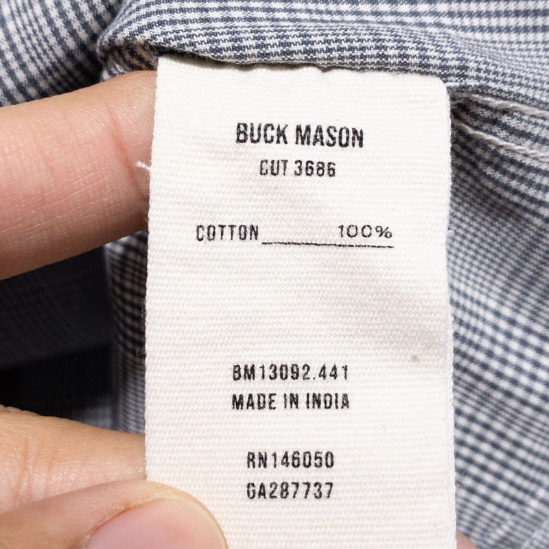 Buck Mason Shirt Men's Large Plaid Gray Button-Front Long Sleeve Modern