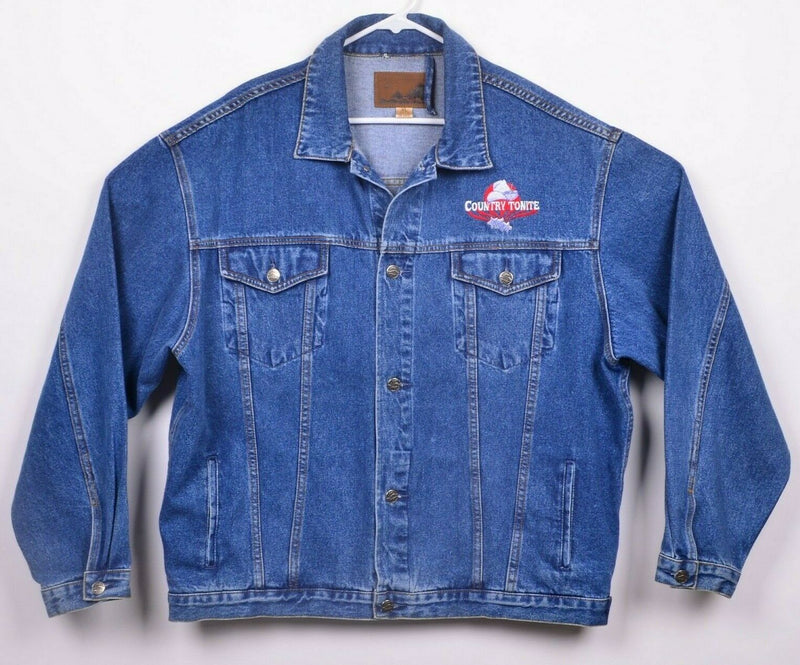 Country Tonite Men's XL Denim Embroidered Music Port Authority Trucker Jacket