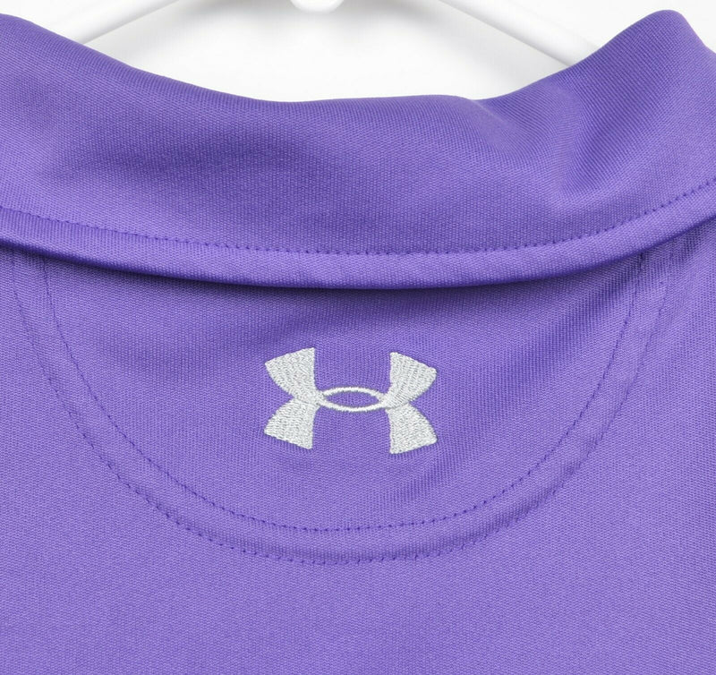 Under Armor Men's Sz Medium Regular Fit Purple UA Logo HeatGear Polo Shirt