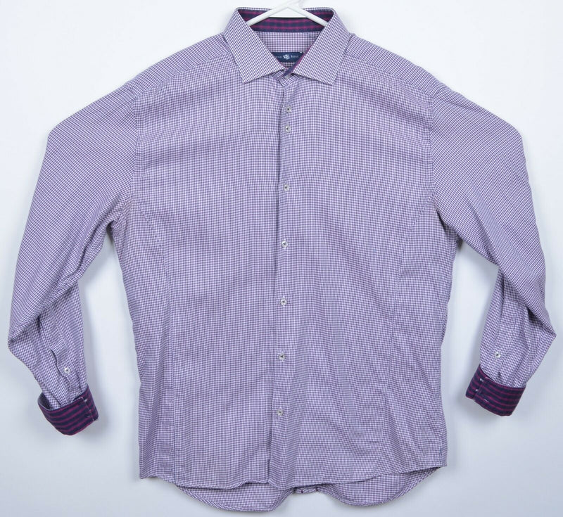Stone Rose Men's 3 (M) Flip Cuff Pink Purple Check Red Rivet Collection Shirt