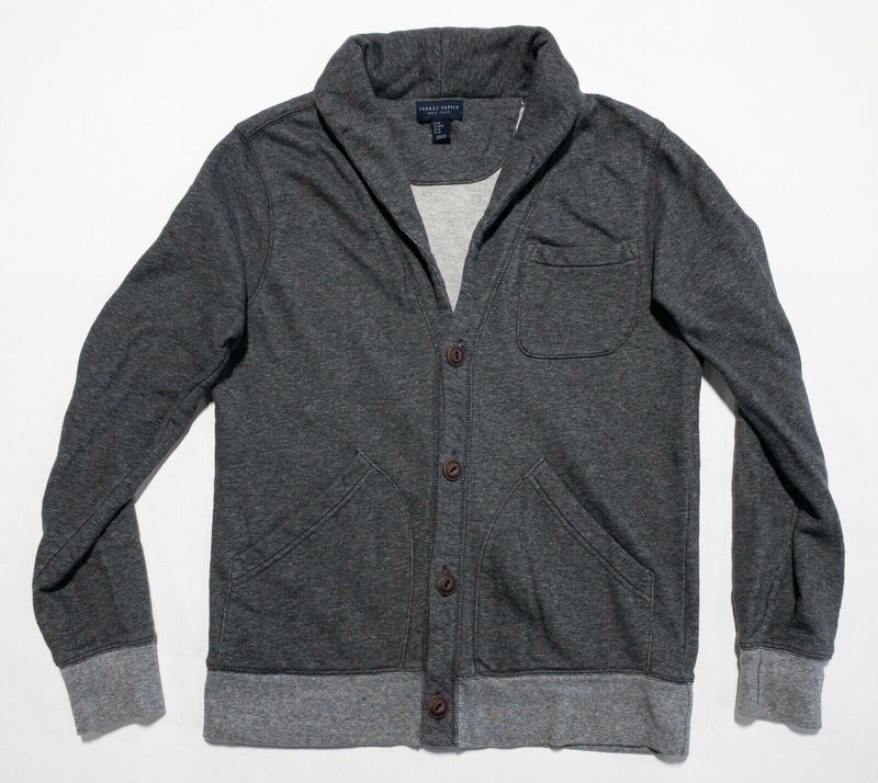 Thomas Parker Men's Medium Gray Shawl Collar Button-Front Cardigan Sweater