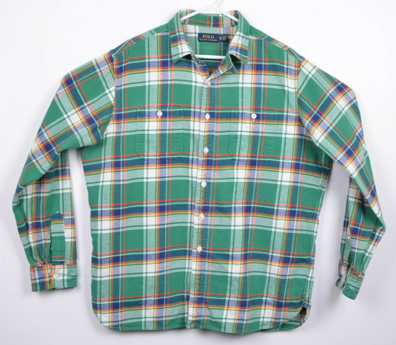 Polo Ralph Lauren Men's XL Green Tartan Plaid Loop Collar Flannel Shirt