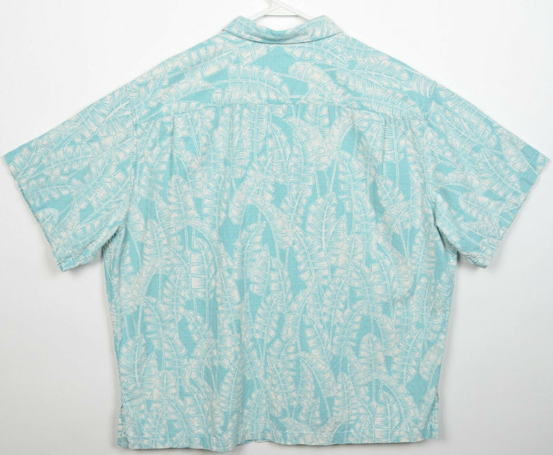 Tori Richard Men's 2XL Silk Blend Turquoise Blue Floral Hawaiian Aloha Shirt