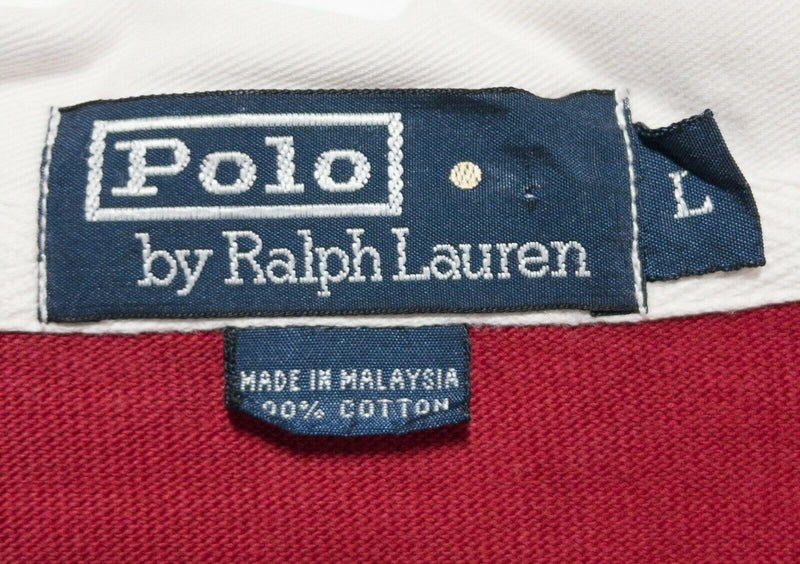 Polo Ralph Lauren Men's Large Rugby Solid Red Long Sleeve Pony Rugby Polo Shirt