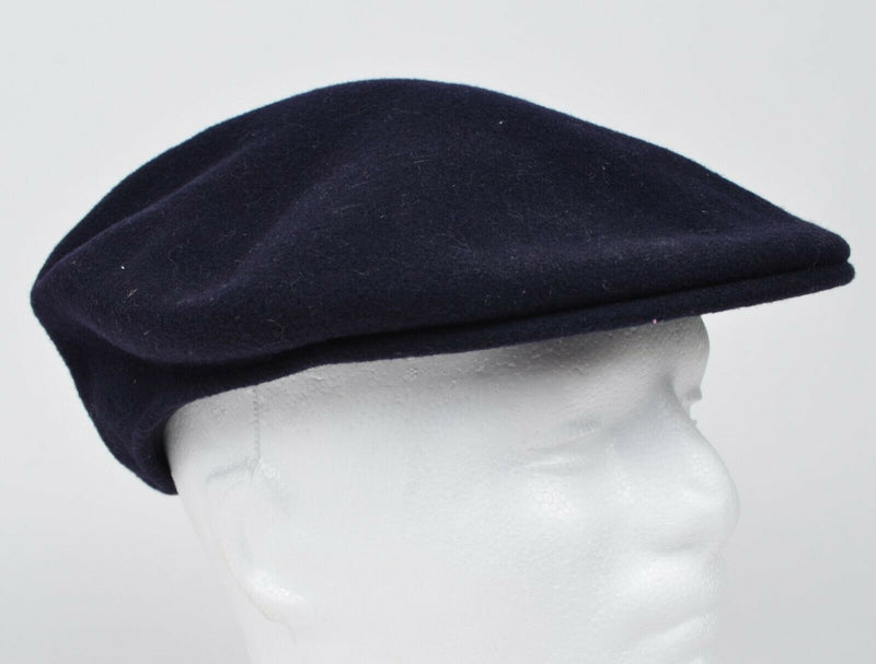 Vtg Kangol Newsboy Cabbie 100% Wool Dark Navy Blue Made in England Cap