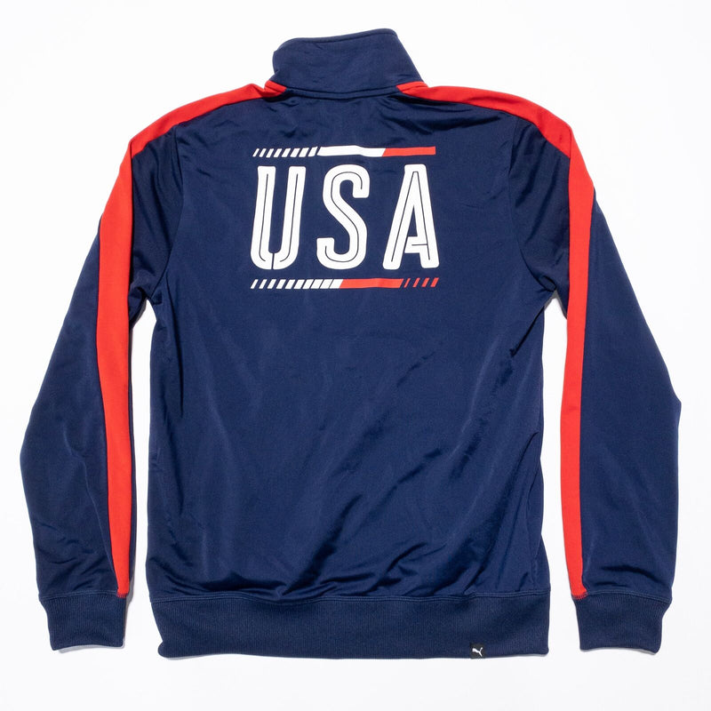 Puma USA Track Jacket Men's Medium Blue Red Full Zip Olympic Fan T7 Soccer
