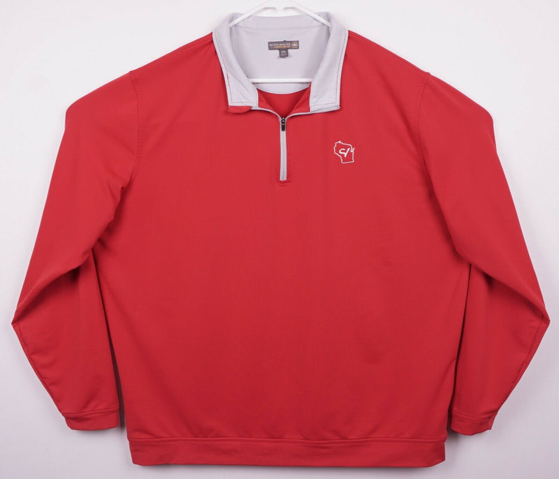 Peter Millar Summer Comfort Men's 2XL Red 1/4 Zip Lightweight Golf Jacket