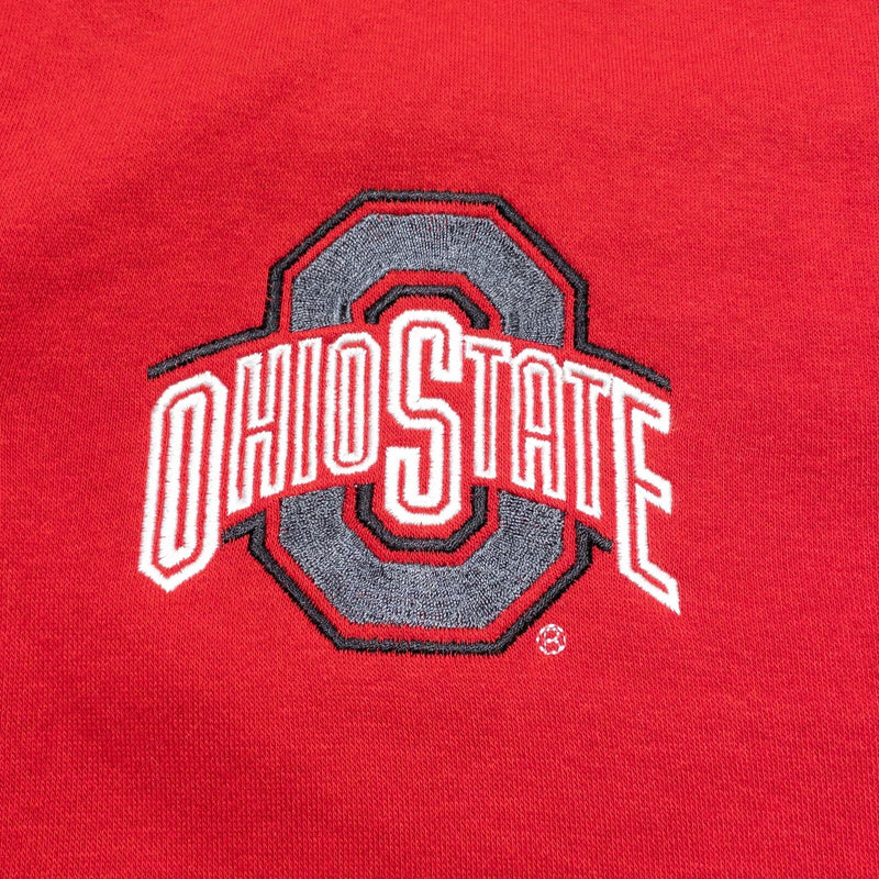 Ohio State Jacket Mens Medium Russell Athletic Snap-Front Sweatshirt Red Varsity