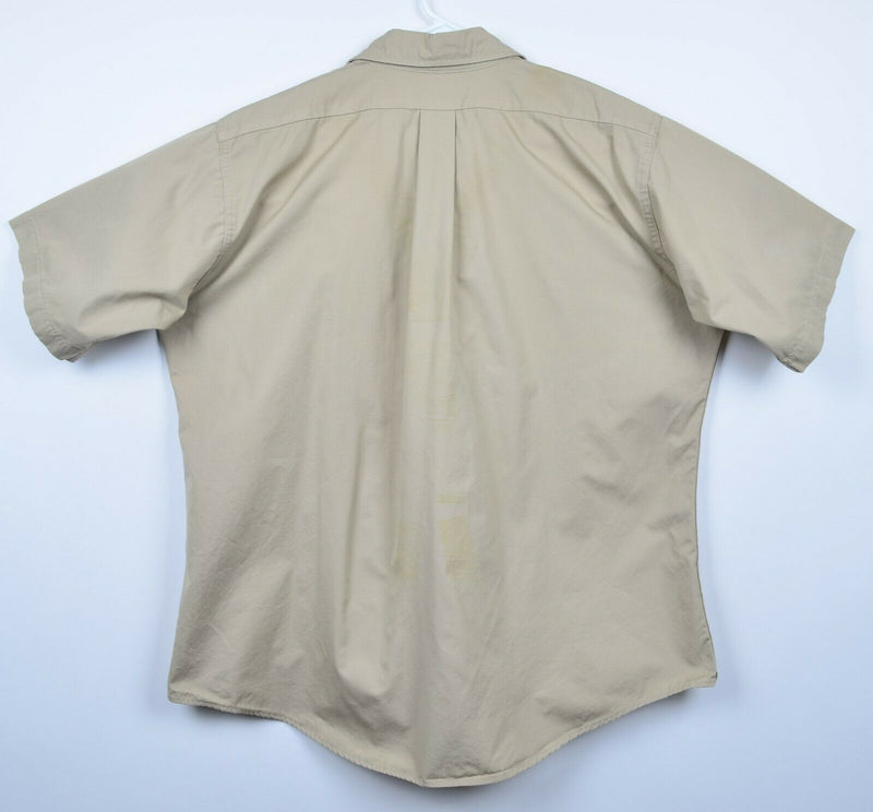 Vintage CC Filson Men's 48 Khaki Safari Hunting Shoulder Pad Button-Front Shirt