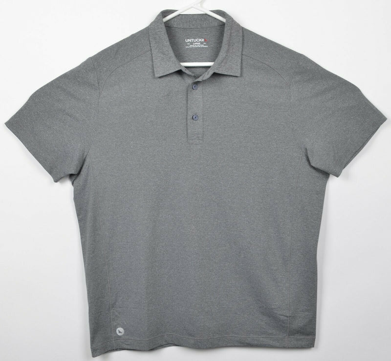 UNTUCKit Men's Large Heather Gray Polyester Wicking Performance Polo Shirt