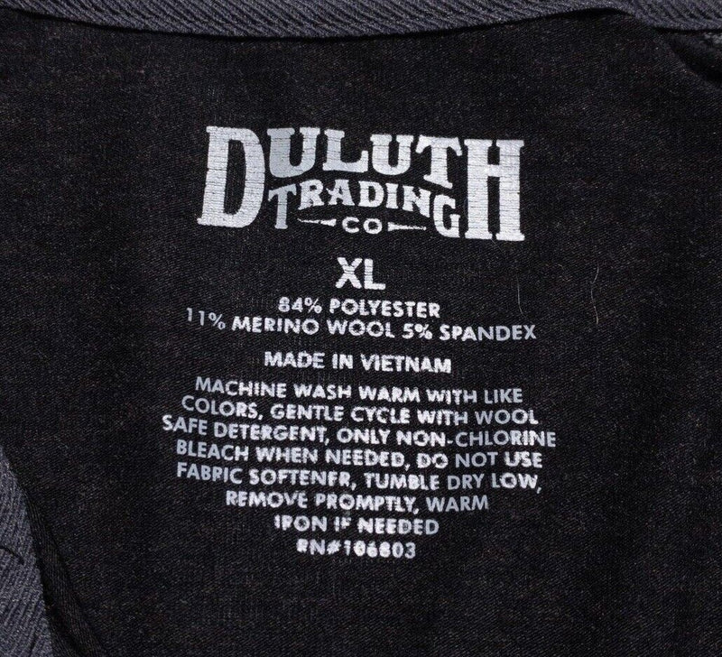 Duluth Trading Sweater Men's XL 1/4 Zip Pullover Wool Blend Base Layer Black