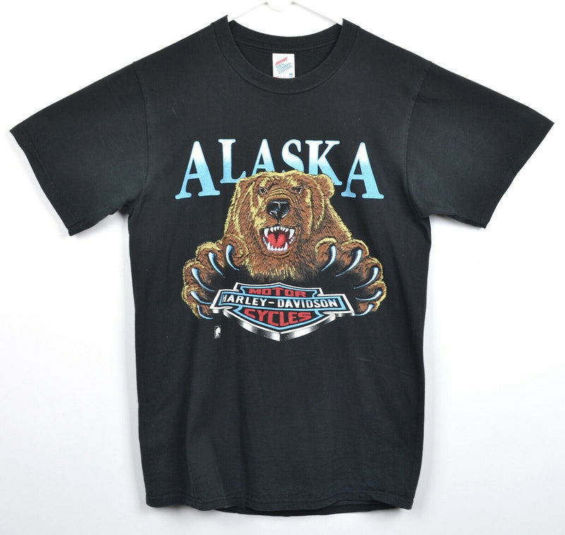Vintage 1990s Harley-Davidson Men's Sz Medium Alaska Bear Polar 3D Logo T-Shirt