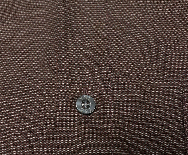 Yves Saint Laurent Shirt Men's Large (16.5) YSL Button-Down Brown Vintage 80s