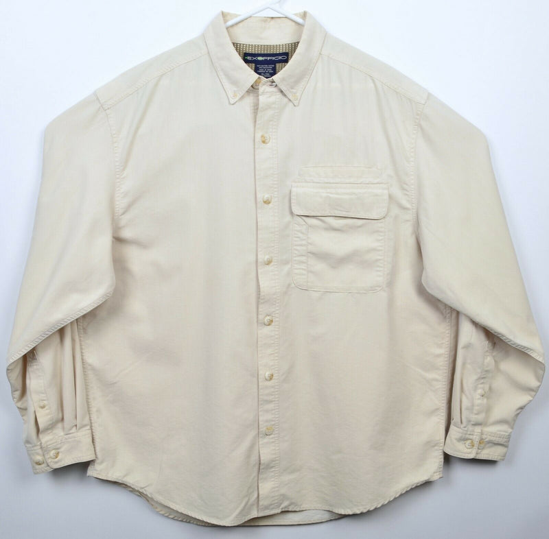 ExOfficio Men's XL Vented Fishing Solid Beige Long Sleeve Button-Front Shirt