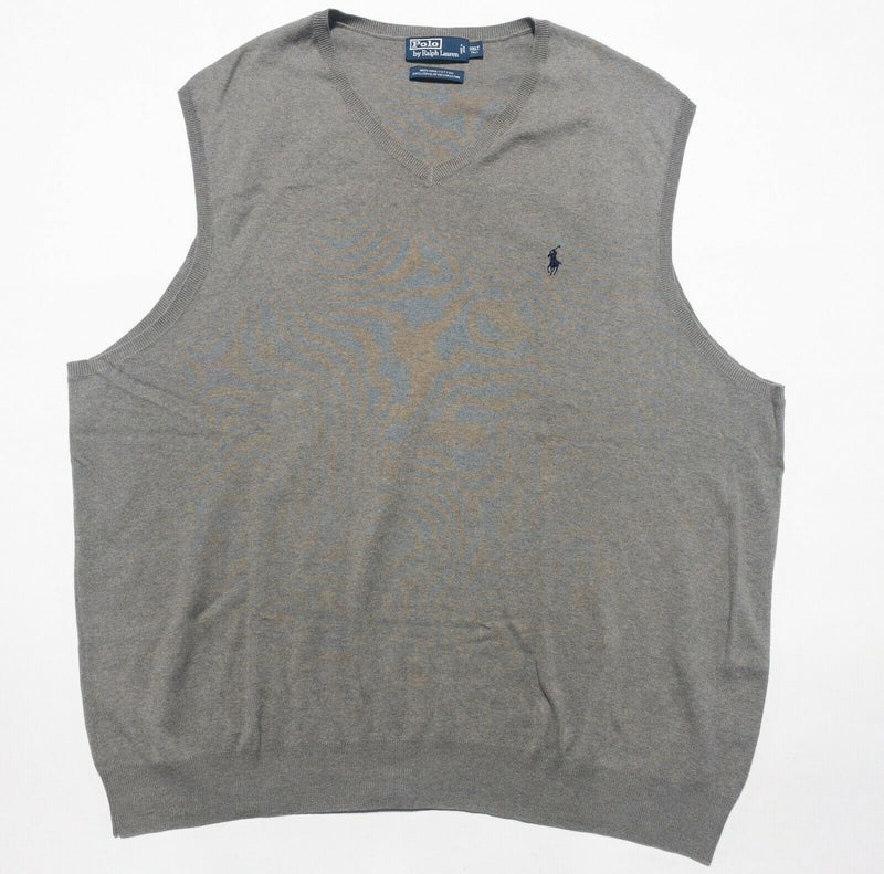 Polo Ralph Lauren Men's 3XLT (3XL Tall) Pima Cotton Gray V-Neck Sweater Vest