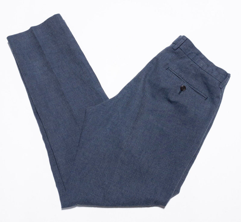 J. Crew Linen Pants Men's 32x32 Bowery Blue Linen Blend Preppy Baird McNutt