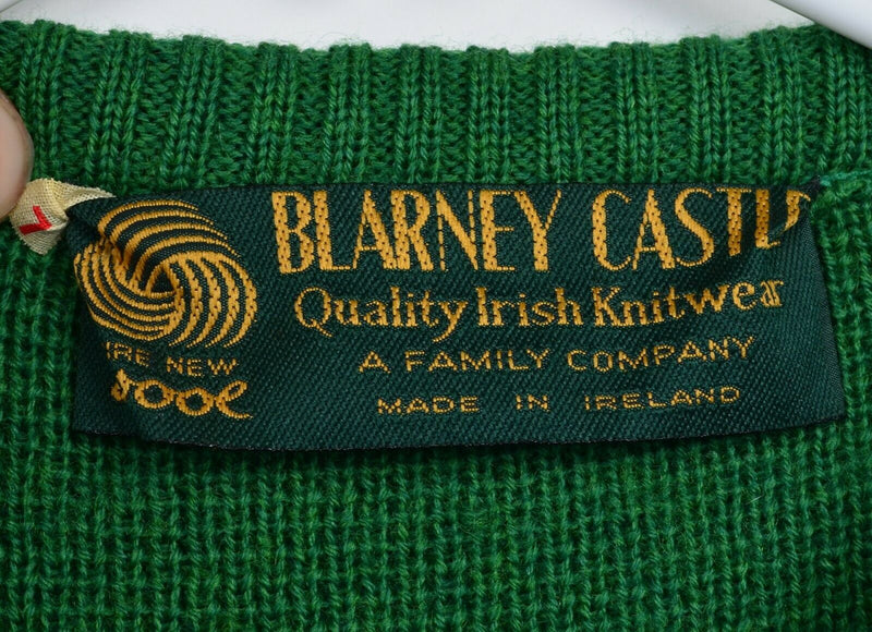 Blarney Castle Men's Large Green Wool Shamrock Knit Irish Crewneck Sweater