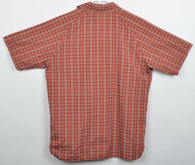 Merrell Men's Sz Medium Opti-Wick UPF 20+ Orange Plaid Polyester Hiking Shirt