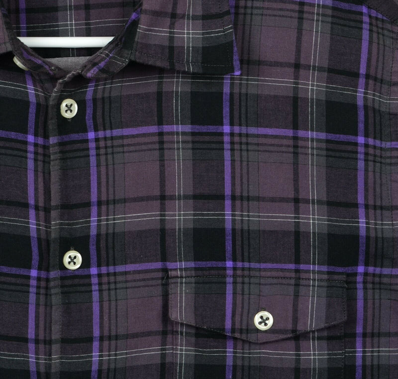Carbon 2 Cobalt Men's Large Purple Plaid Button-Front Long Sleeve Flannel Shirt
