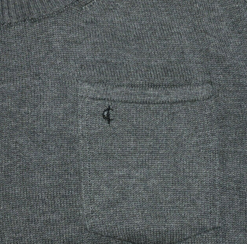 Criquet Men's Large Cotton Cashmere Blend Gray Knit Pullover Crew Golf Sweater