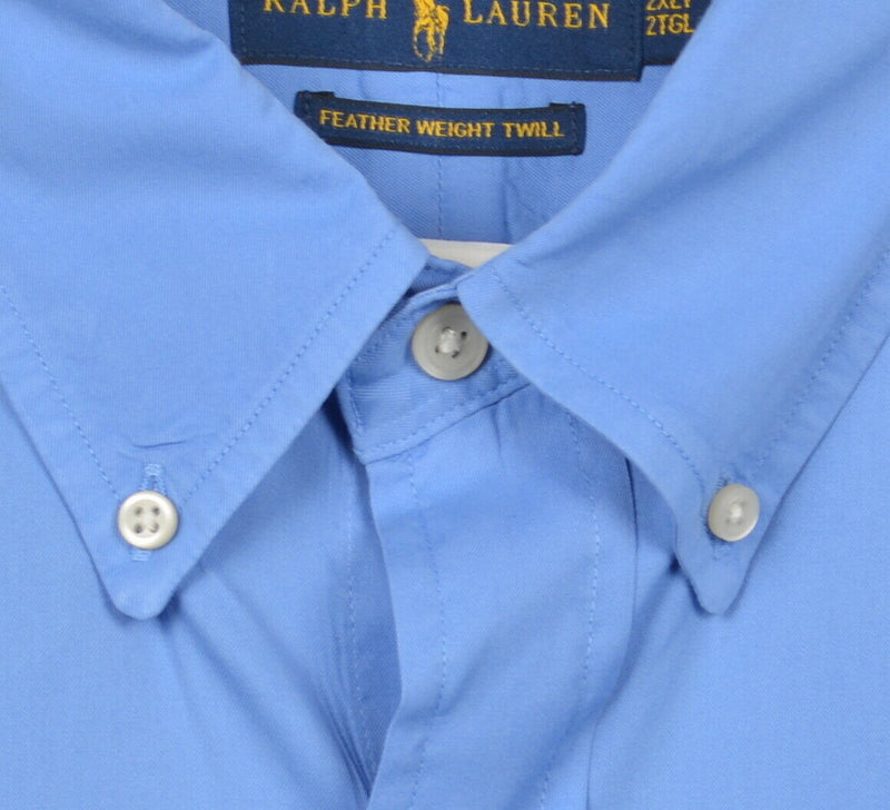 Polo Ralph Lauren Men's 2XLT Feather Weight Twill Blue Button-Down Shirt