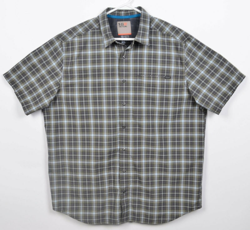 5.11 Tactical Series Men's Large Snap-Front Gray Green Plaid Conceal Carry Shirt